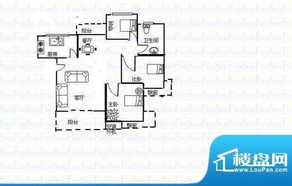 宏图国际公寓二期大城小室宏图面积:113.00平米