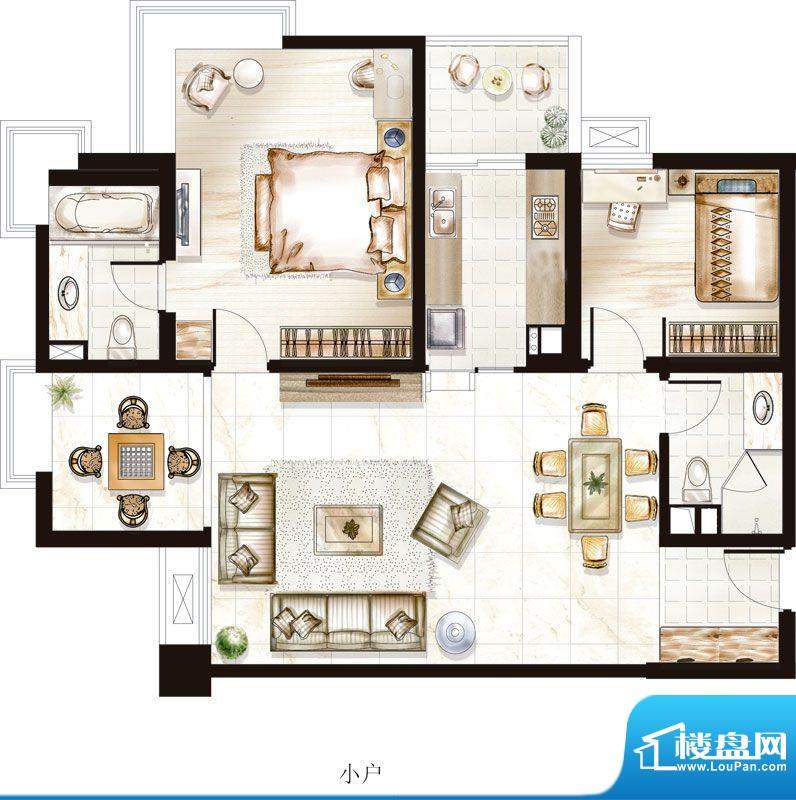 绿中海高层小户型 2室2厅2卫1厨面积:110.78平米