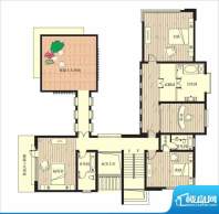 江南岸B-2-a户型二层 5室2厅6卫面积:420.00平米