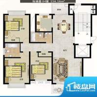 香榭水岸户型图 3室2厅2卫1厨面积:156.16平米