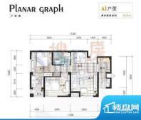 假日蓝湾A1户型两室面积:75.73m平米