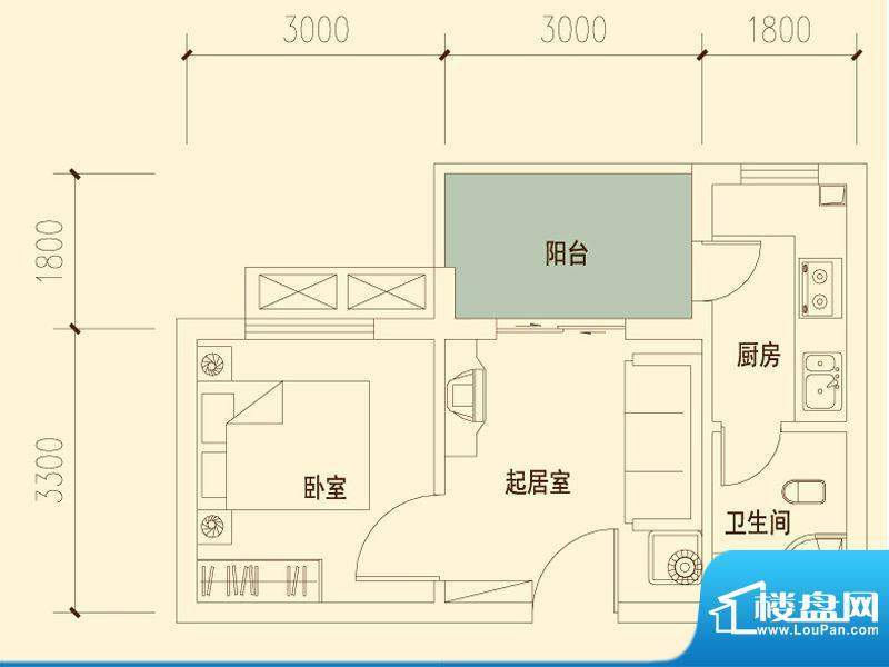 千山明月清泉户型图一期5#7#标面积:44.48平米