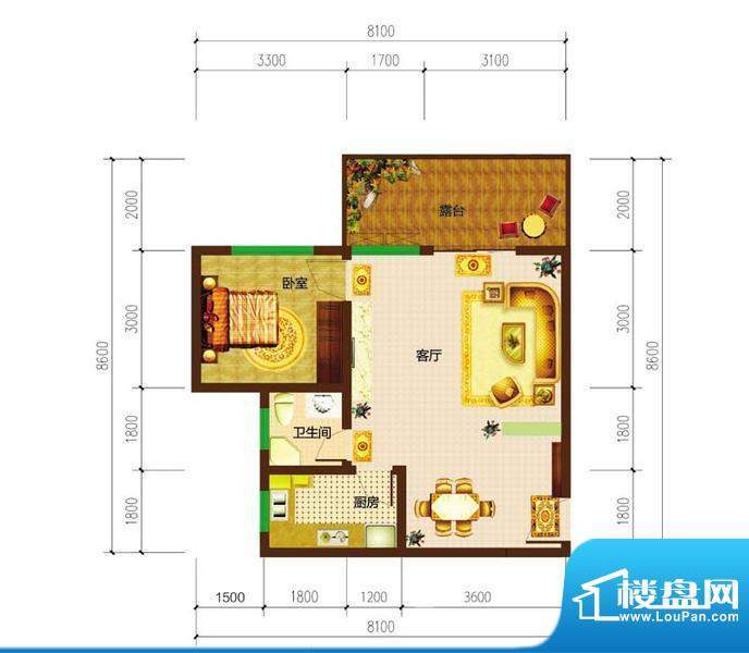 德宜信锦绣天台户型图一期C栋标面积:48.06平米