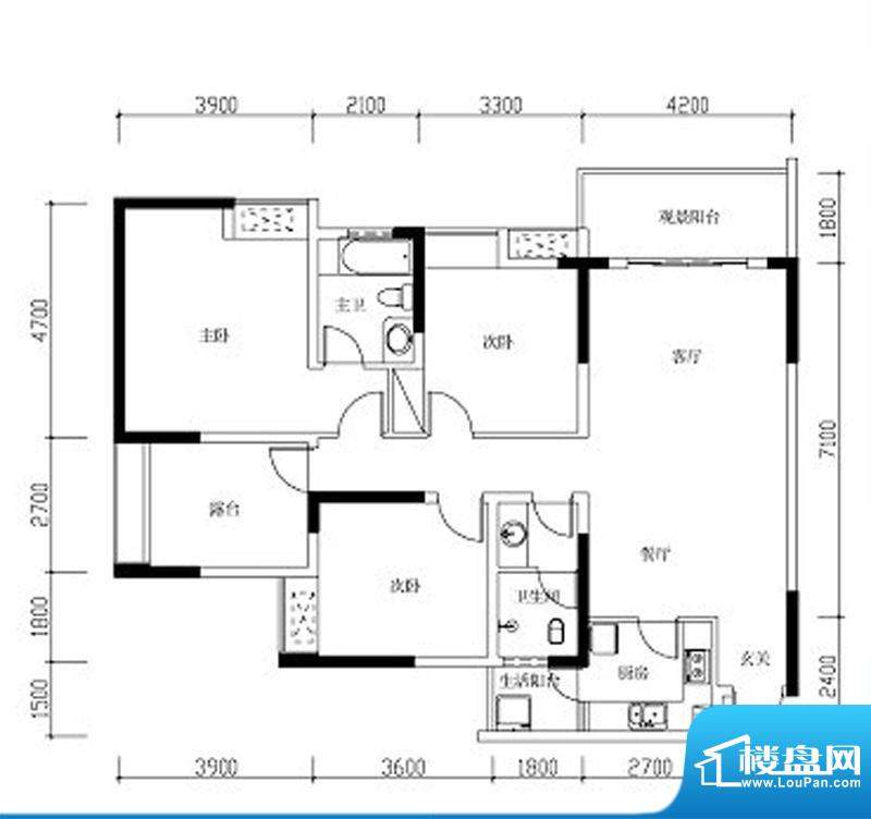 红河枫景三期户型图一期2、3栋面积:132.51平米