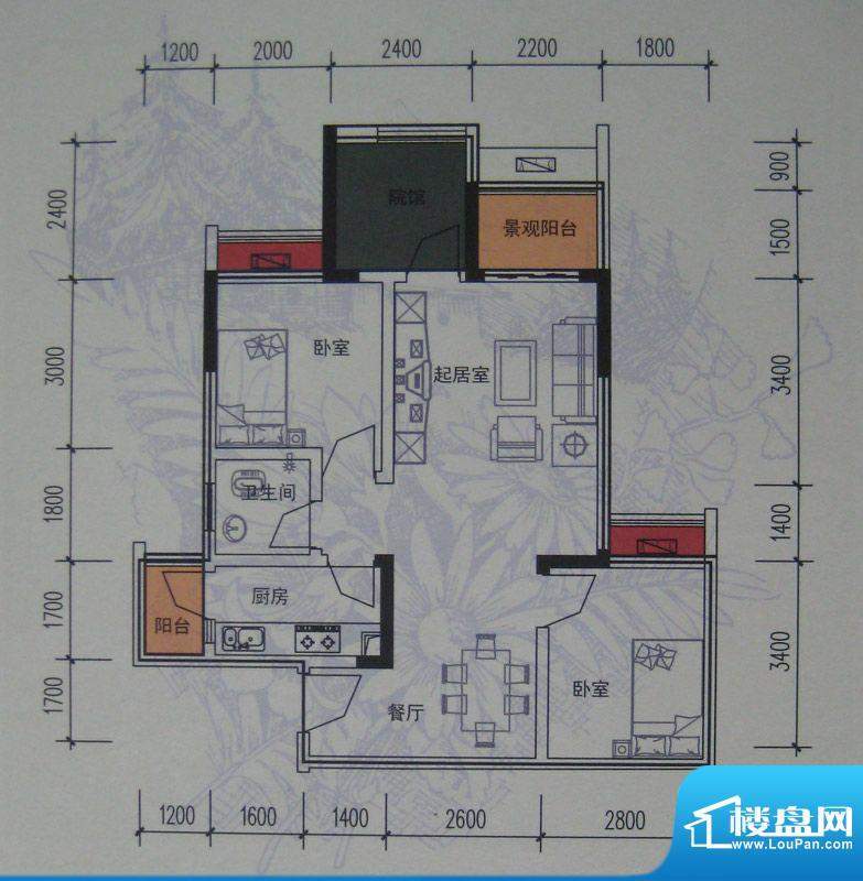 麦格蓝山郡户型图一期2号楼标准面积:76.00平米