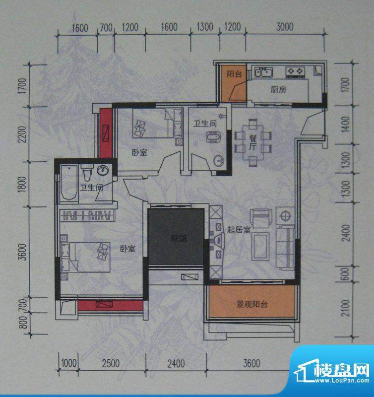 麦格蓝山郡户型图一期2号楼标准面积:91.77平米