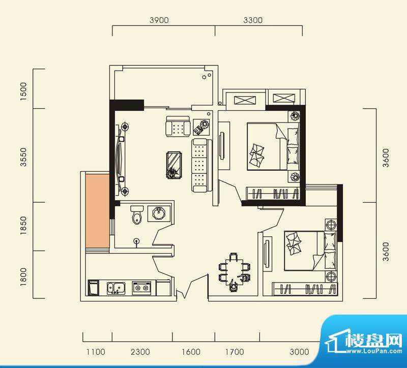 海怡江山户型图一期1号楼标准层面积:76.82平米