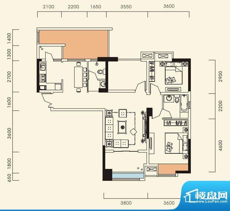 海怡江山户型图一期1号楼标准层面积:105.98平米