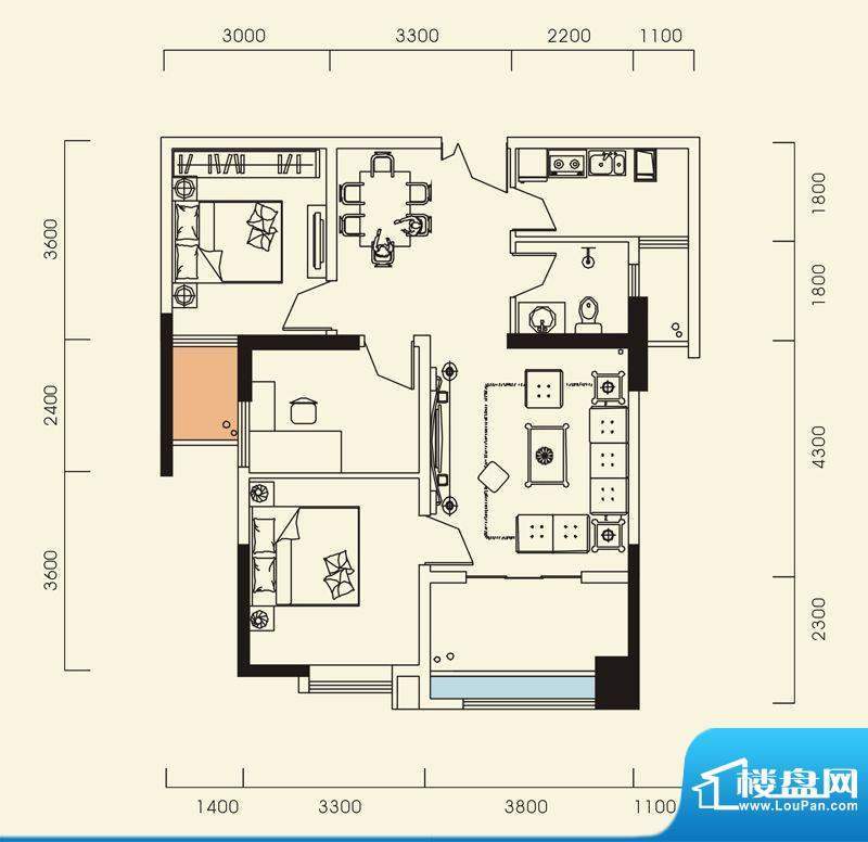 海怡江山户型图一期1号楼标准层面积:89.46平米