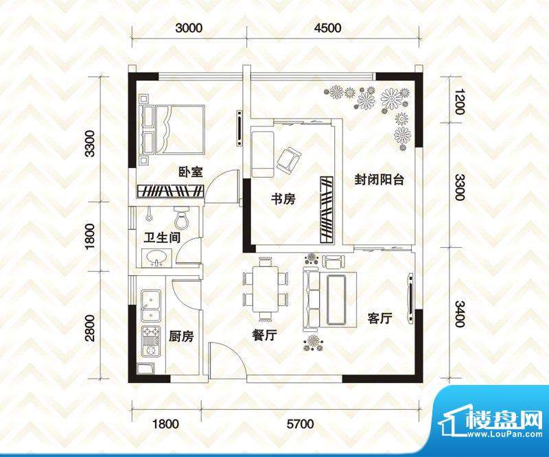 香江庭院户型图二期2号楼标准层面积:73.08平米