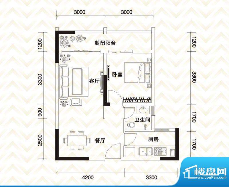 香江庭院户型图二期2号楼标准层面积:61.63平米