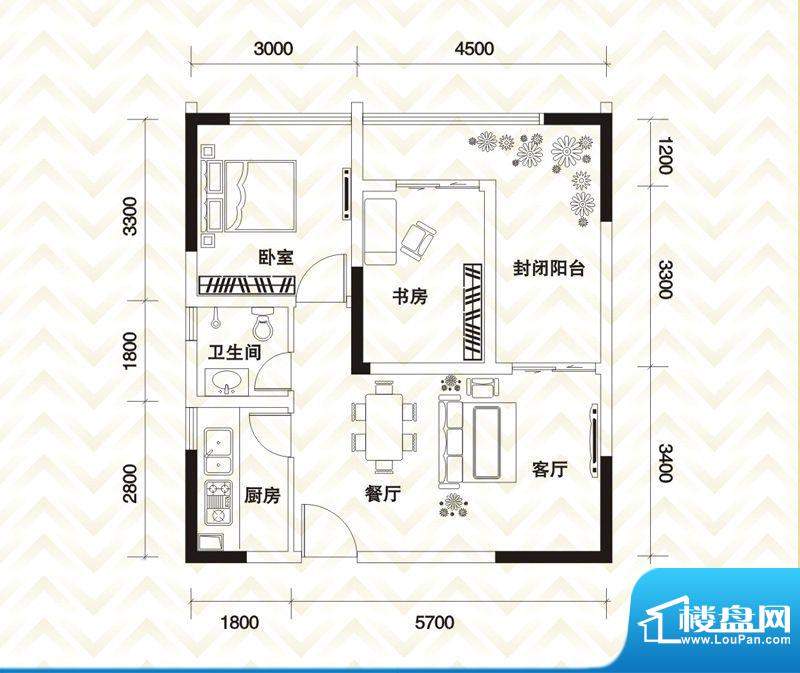 香江庭院户型图二期2号楼标准层面积:73.08平米