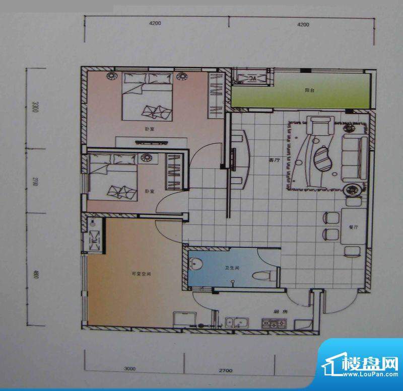 御锦江都户型图一期A3栋标准层面积:108.55平米