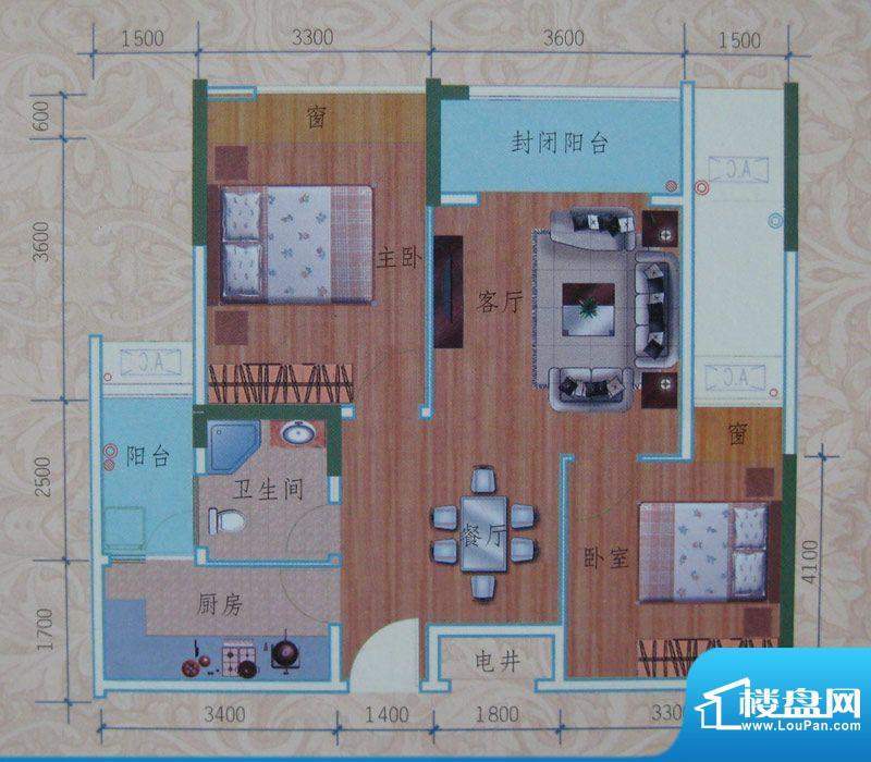 泽胜依山郦景户型图一期2号楼标面积:75.50平米