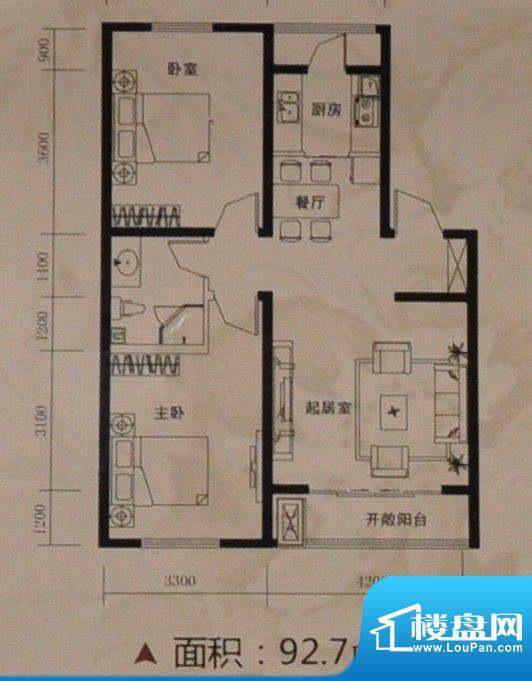 托斯卡纳92.7平方米面积:92.70m平米