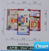 裕隆花园55-65平 2室面积:65.00m平米