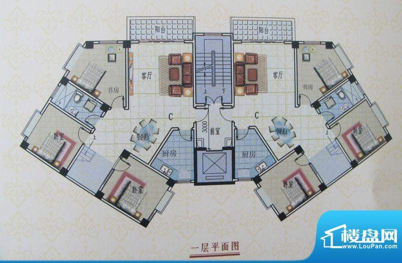 金色佳园C户型跃层一面积:201.44m平米