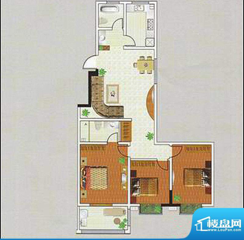 福鑫园户型图A户型 3室2厅2卫1面积:118.00平米