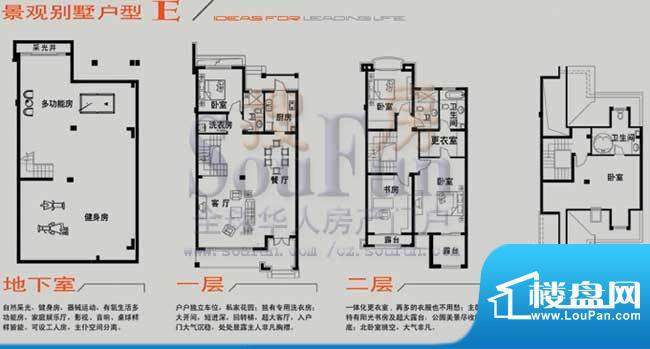 新城公园壹号户型图景观别墅E 面积:232.18平米