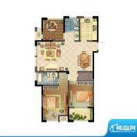 龙东香珀户型图1#楼A4户型 2室面积:125.00平米