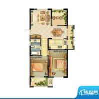 龙东香珀户型图1#楼A1户型 2室面积:113.00平米