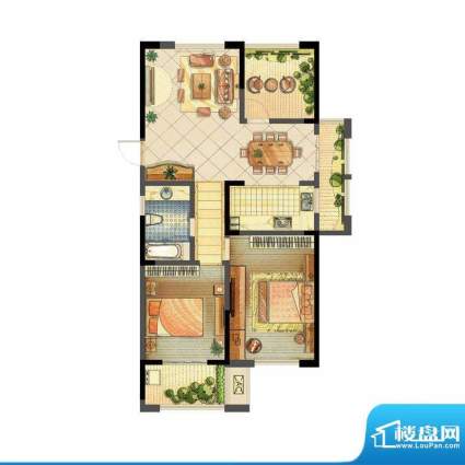 龙东香珀户型图1#楼A1户型 2室面积:113.00平米