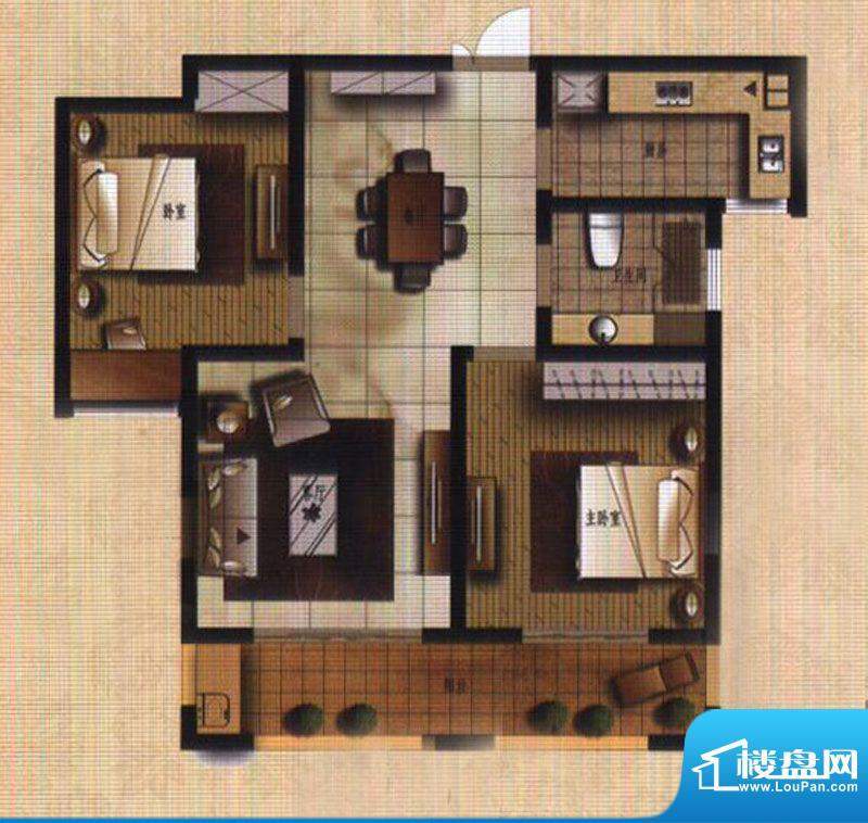 青枫壹号户型图A户型图 2室2厅面积:88.00平米