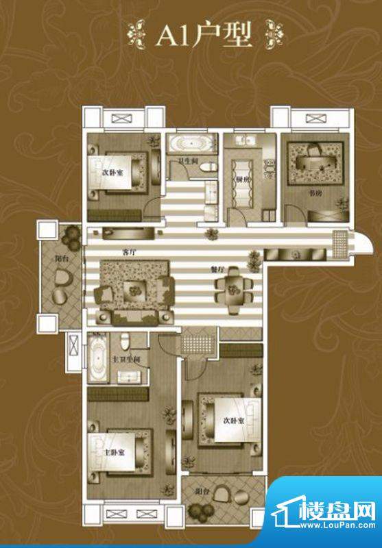银河湾明苑户型图A1户型 4室2厅面积:145.00平米