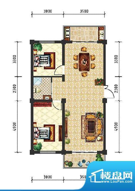 和美雅苑户型图 2室面积:98.40m平米