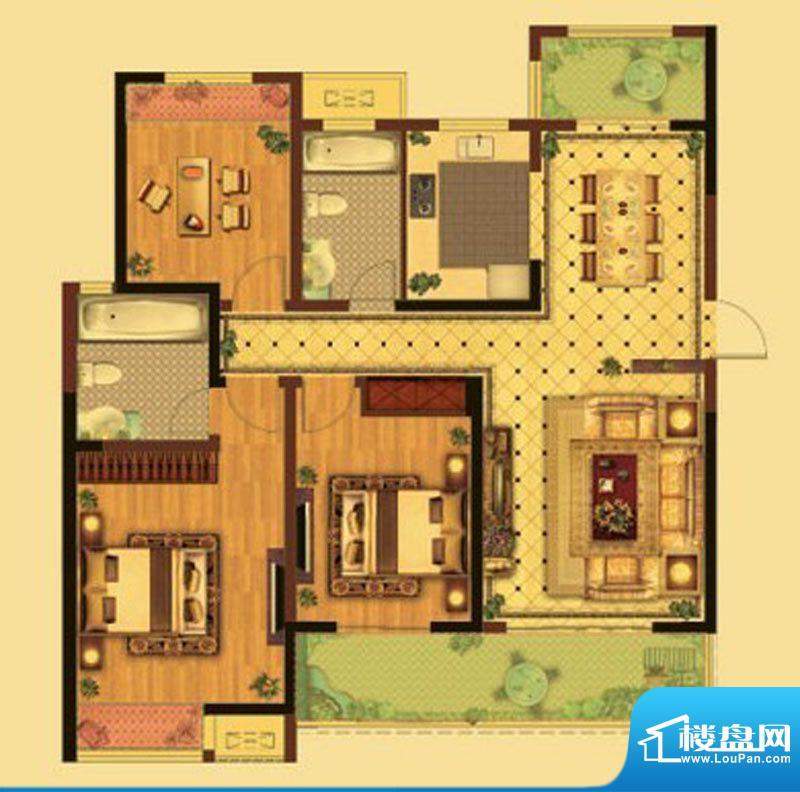 御城户型图37号楼C户型 3室2厅面积:134.00平米