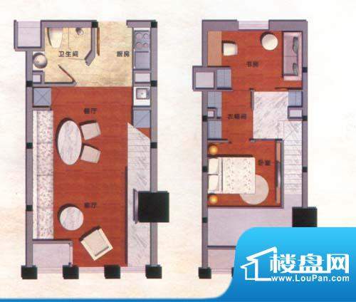 九洲新世界户型图电脑城公寓 3面积:76.00平米