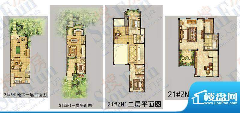 美林湖户型图中间户-南入户21#面积:399.72平米