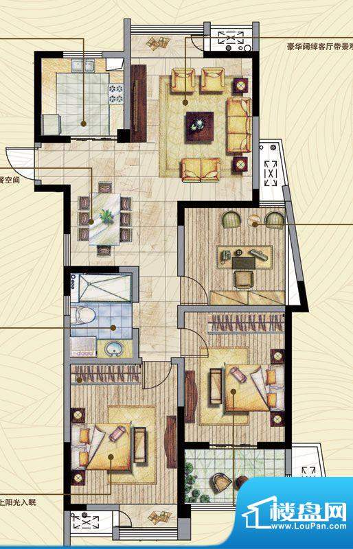 湖港名居户型图1#C户型 3室2厅面积:116.24平米