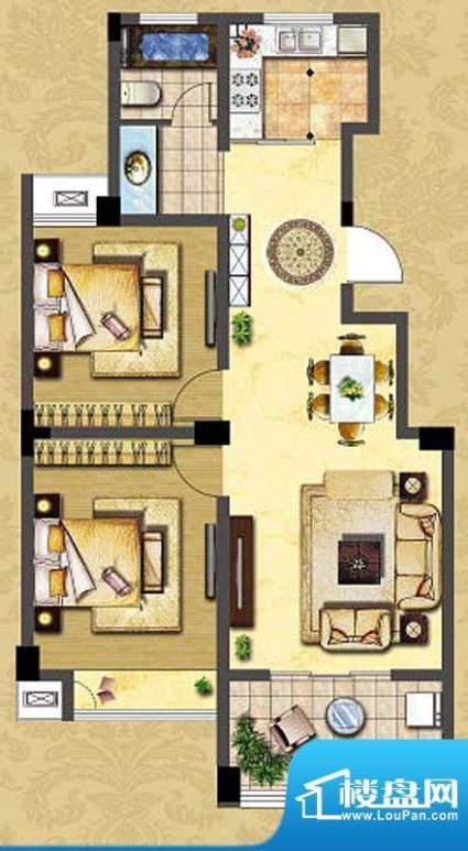 金色领寓户型图9#楼A户型 2室2面积:86.73平米