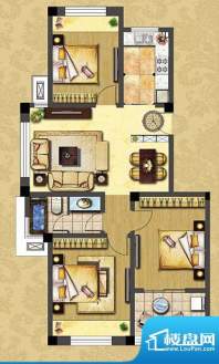 金色领寓户型图9#楼B户型 3室2面积:99.21平米