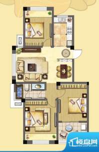 金色领寓户型图D户型 3室2厅1卫面积:95.77平米