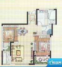 新濠澜境户型图B户型 2室2厅1卫面积:80.00平米