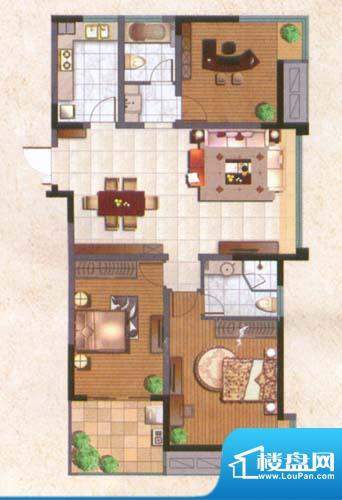 国泰名都户型图舒适3房 3室2厅面积:125.00平米