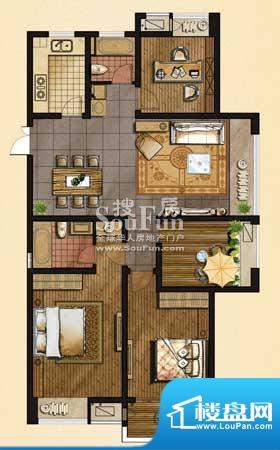 常发豪庭国际户型图J户型 3室2面积:128.93平米