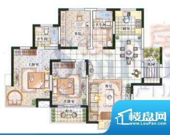 滨江明珠城户型图2期棋域C 3室面积:138.00平米