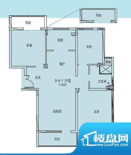 凯纳华侨城户型图E-1-4户型 3室面积:114.00平米