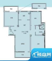凯纳华侨城户型图E-1-4户型 3室面积:114.00平米