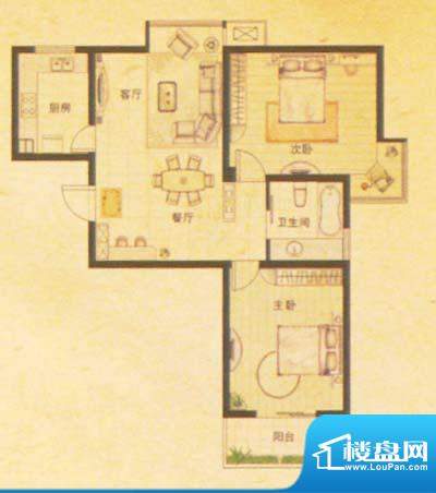 凯旋城户型图舒适两房 2室2厅1面积:87.00平米