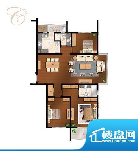 京城豪苑户型图华都阁C 3室2厅面积:172.88平米