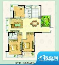 东方福郡户型图C4户型 3室2厅2面积:129.00平米