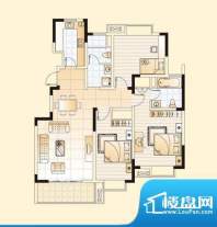 城开半岛花园户型图C 3室2厅2卫面积:120.84平米