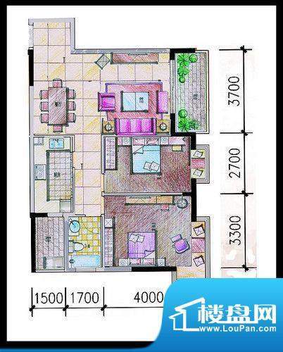 宝晟花园户型图_2房面积:0.00m平米