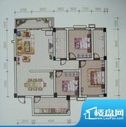 荆州花园二期B户型面面积:139.00m平米