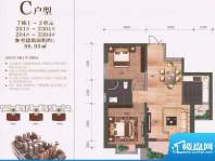 鑫都韵城户型图C户型 2室2厅1卫面积:88.95平米