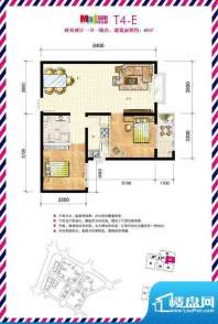 马街摩尔城户型图户型单页T4-E面积:89.00平米